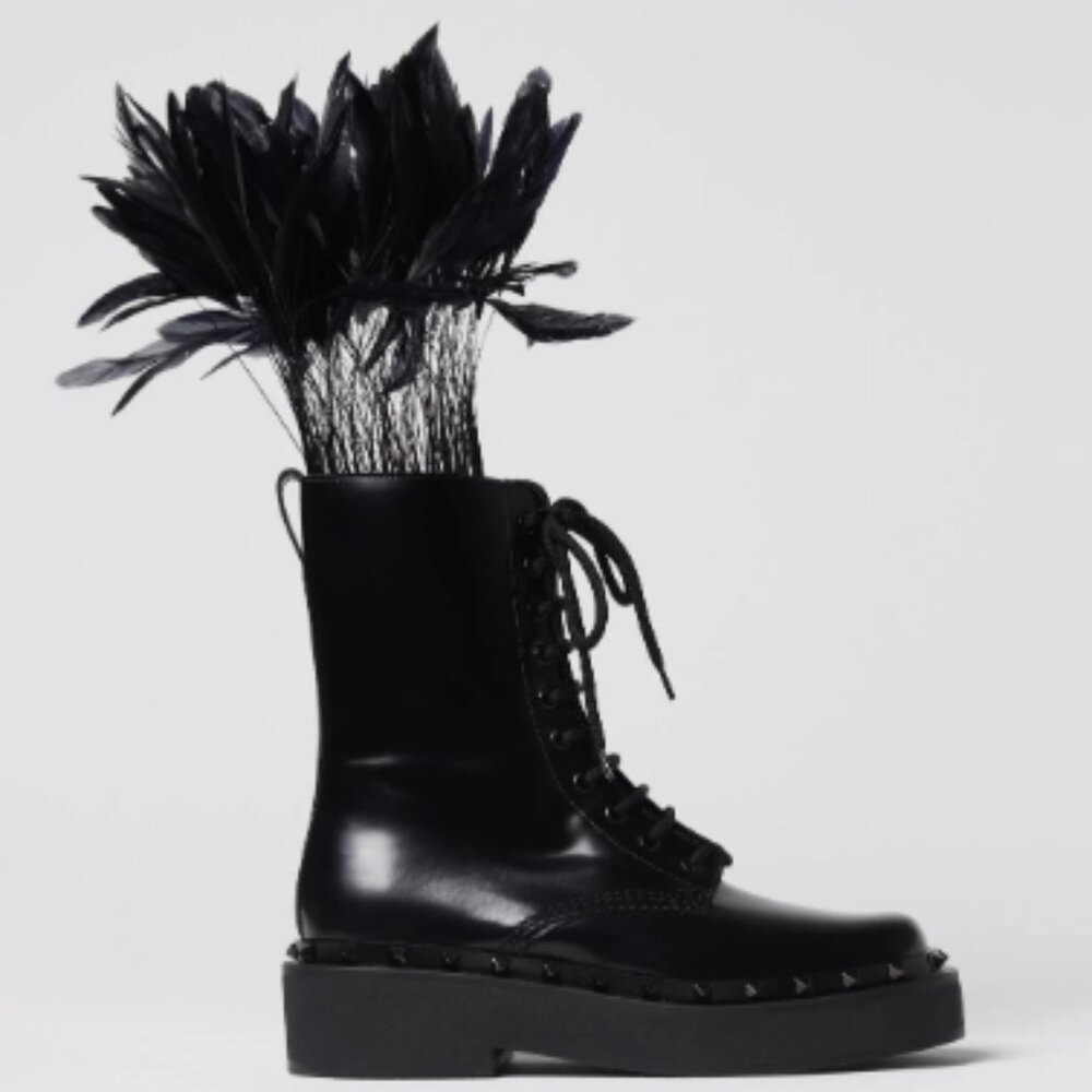 Valentino Feather Combat Boots | Runway Edition | Size 41